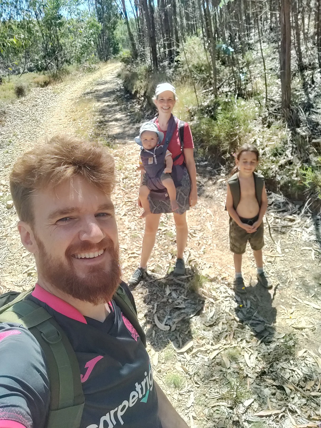 Tom walking with Lawrie and Wilfy across their family home in Central Portugal