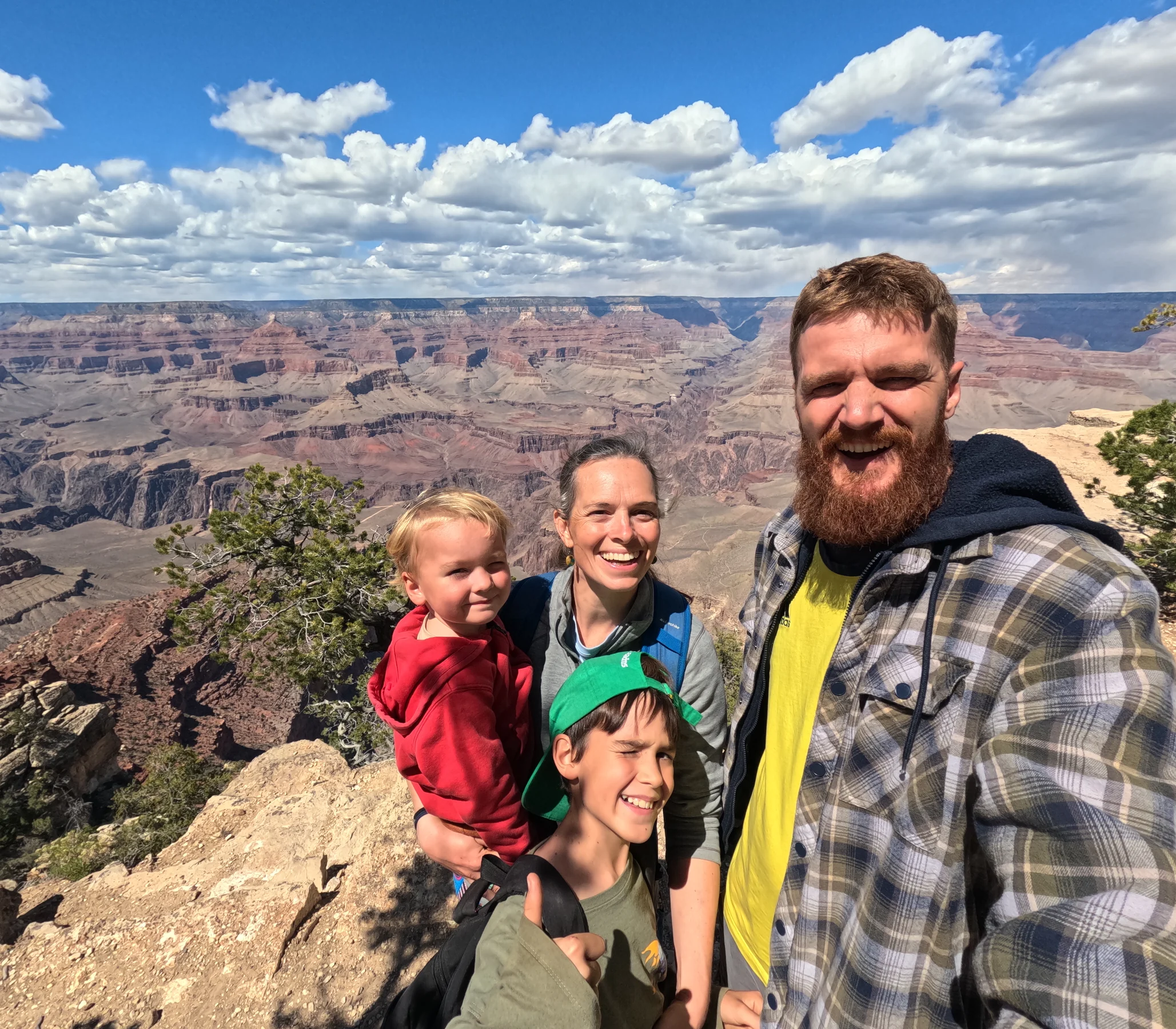 Tom, Ros, Lawrie and Wilfy together at the Grand Canyon